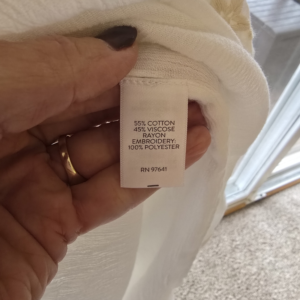 JJill Size 2x Embroidered White and Gold Maxi Dress - Picture 3 of 5